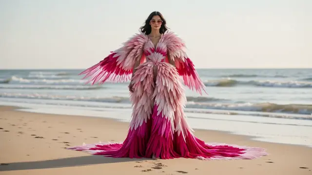 Flamingo Dress Beach Walk